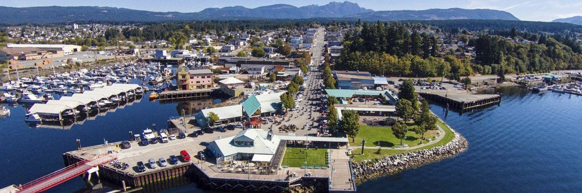 Port Alberni British Columbia. Aerial view of the harbor.