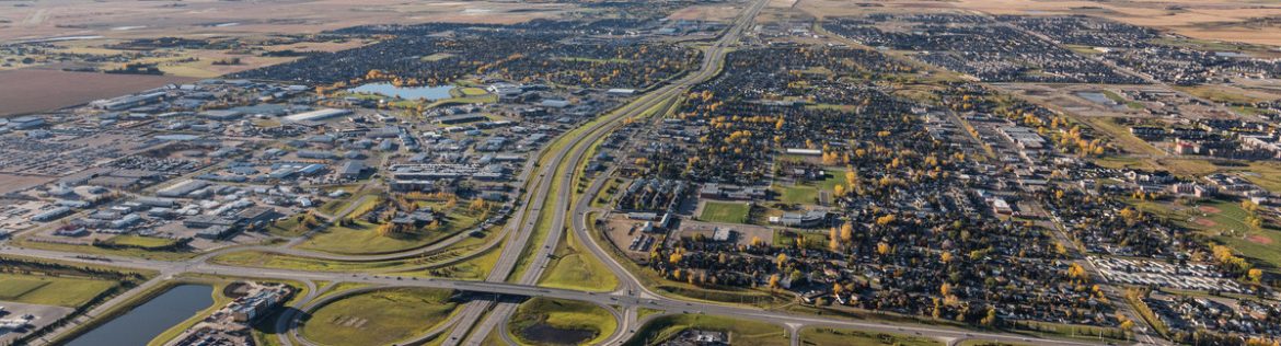 Aerial view of Airdrie Alberta.