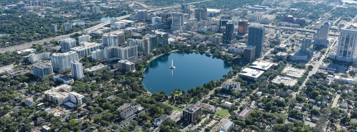 Orlando Florida aerial view of the city.