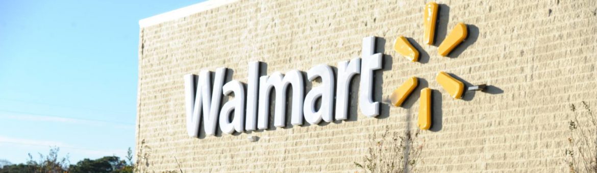 A Walmart sign on the side of a building.