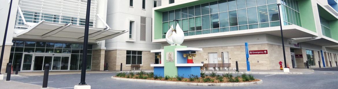 Bermuda Hospitals Board. Front of a hospital building.
