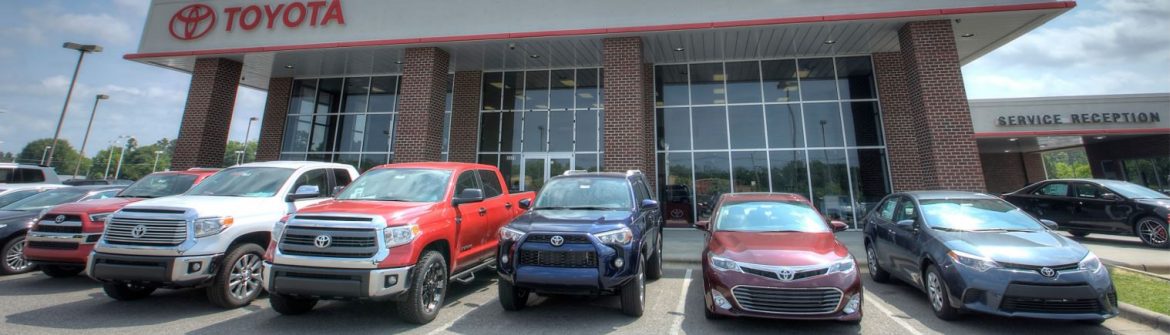 Anderson Automotive Group Toyota building with cars out front.