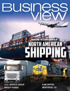 November 2018 issue cover for Business View Magazine, featuring North American Shipping.