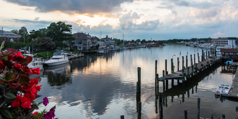 Lewes, Delaware canal sunset.