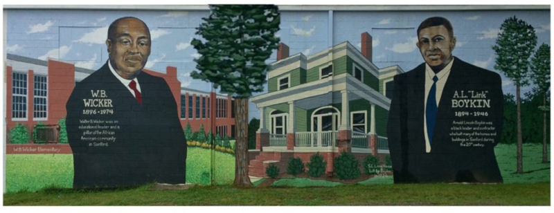 Sandford, North Carolina Visionary Builders mural. Showing W.B Wicker and A.L. "Link" Boykin.