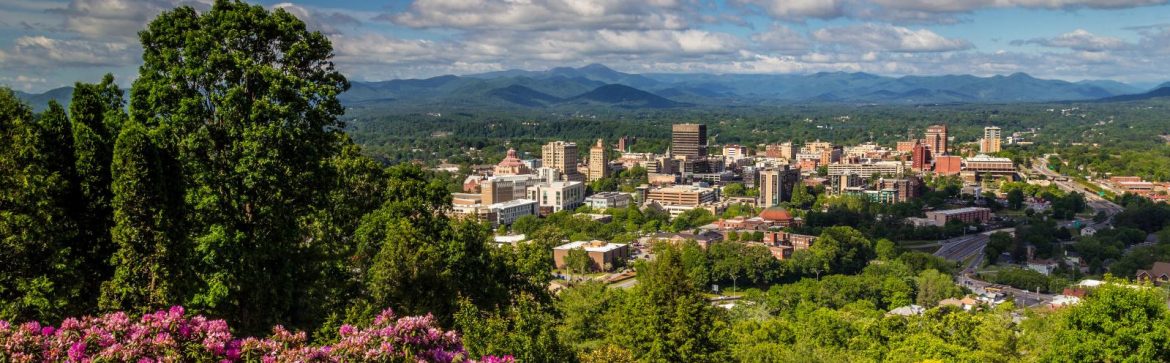 Asheville, North Carolina city from a nearby hilltop.
