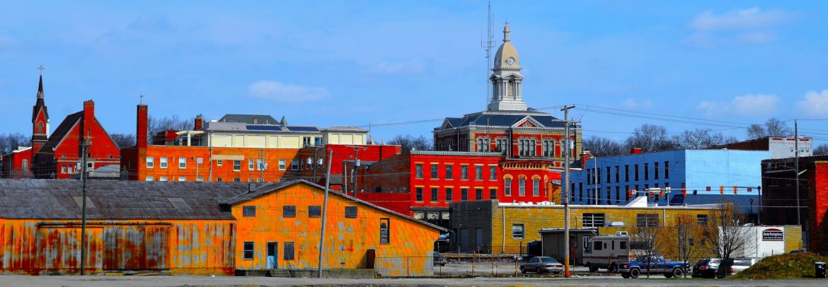 Wabash, Indiana view of city buildings.