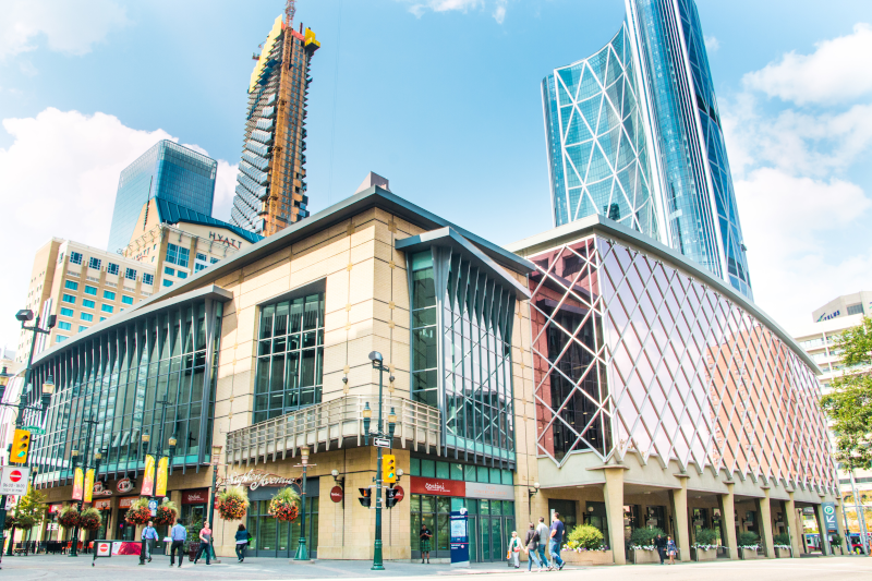 The Calgary TELUS Convention Centre outside view of building.