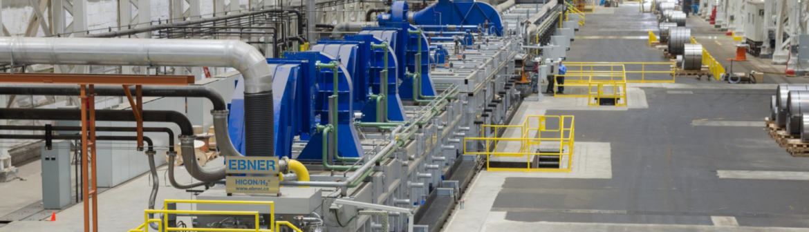 Ebner Furnaces ultra hardening and tempering line for steel strip.