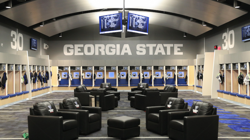 Georgia State Stadium Locker room interior. Photo by Jason Getz.