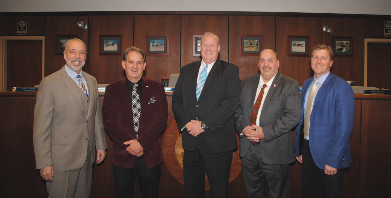Lacey Township, New Jersey Committeeman Mark Dykoff, Committeeman Nicholas Juliano, Mayor Timothy McDonald, Committeeman Peter Curatolo, and Deputy Mayor Steven Kennis
