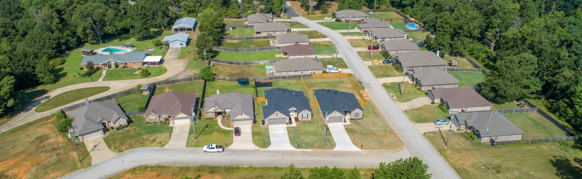 East Texas Homes aerial view of finished homes.