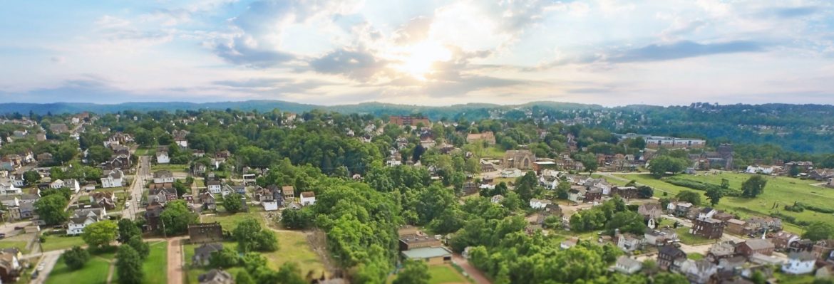 McKeesport, Pennsylvania aerial view of city.