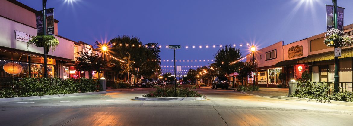 Yucaipa, California uptown street view.