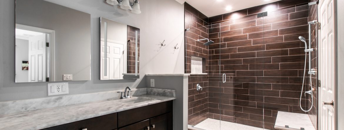 MY Shower Door & D3 Glass example of work showing a bathroom with a frameless glass door.