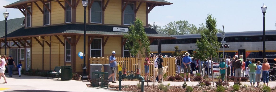 Dixon, California Train Station and people.