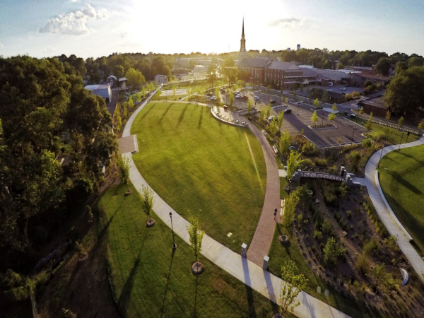 Lawrenceville, Georgia aerial view of Lawrenceville Lawn.