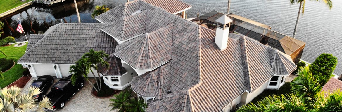 Roman Roofing aerial view of a roof.