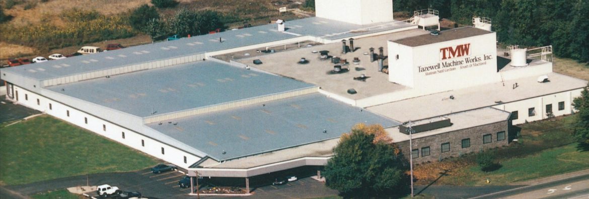 Tazewell Machine Works exterior view of building, aerial.