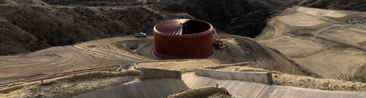 Paso Robles Tank example of work on a hillside, tank construction site.