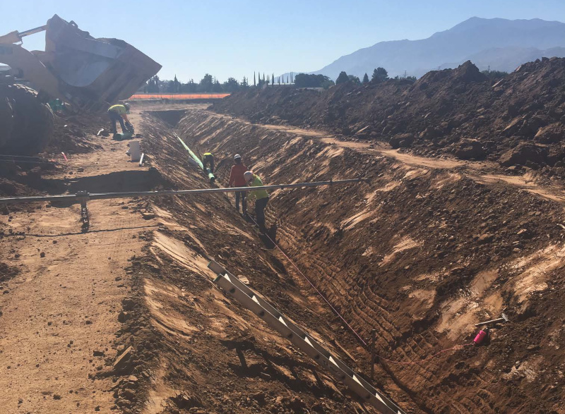 Banning, California The first sewer pipe being laid in Atwell.