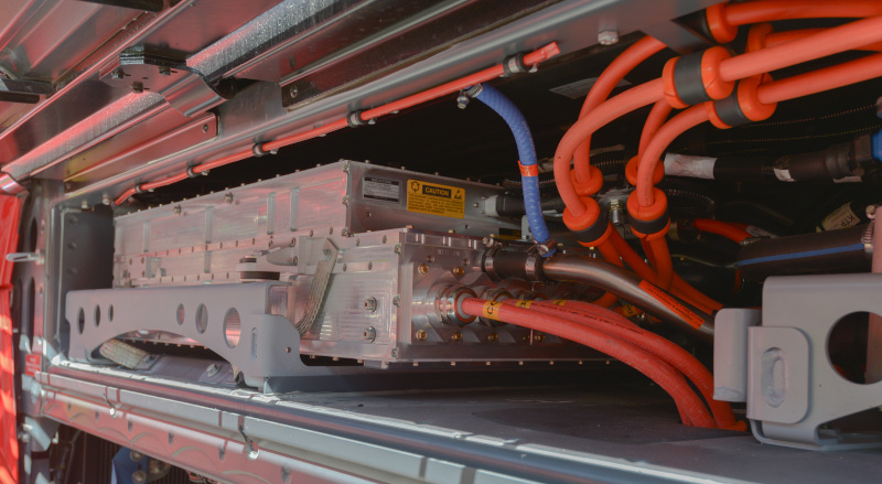 Champlain Cable Corporation EXRAD battery cable installed in a hybrid bus