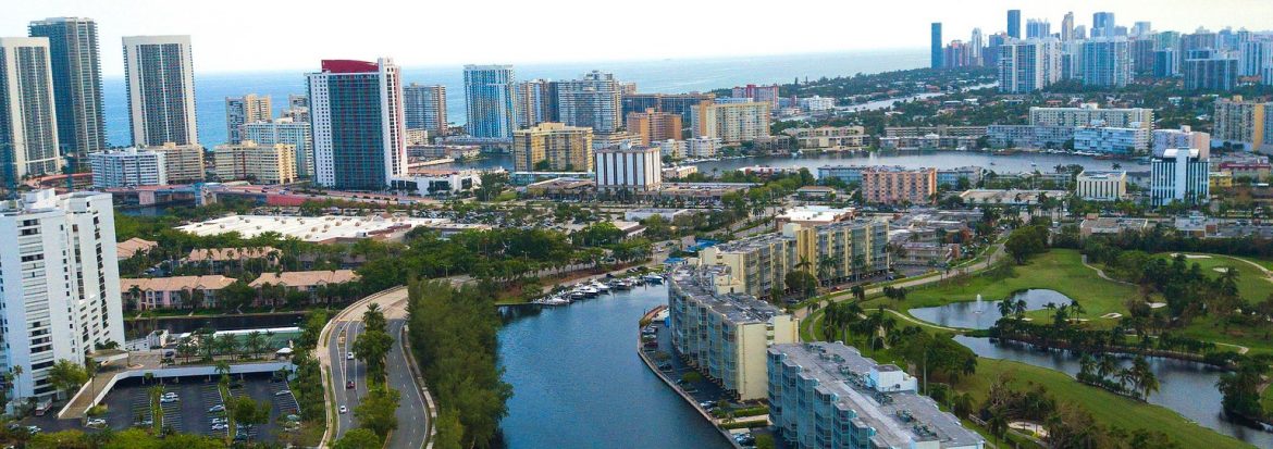 Hallandale Beach, Florida aerial.