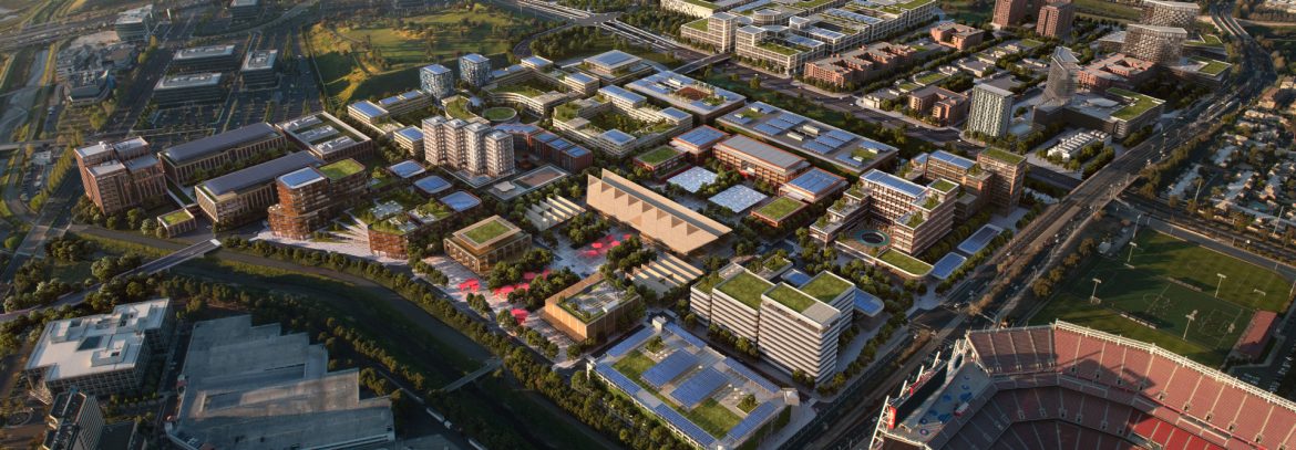 Santa Clara, California aerial city view.