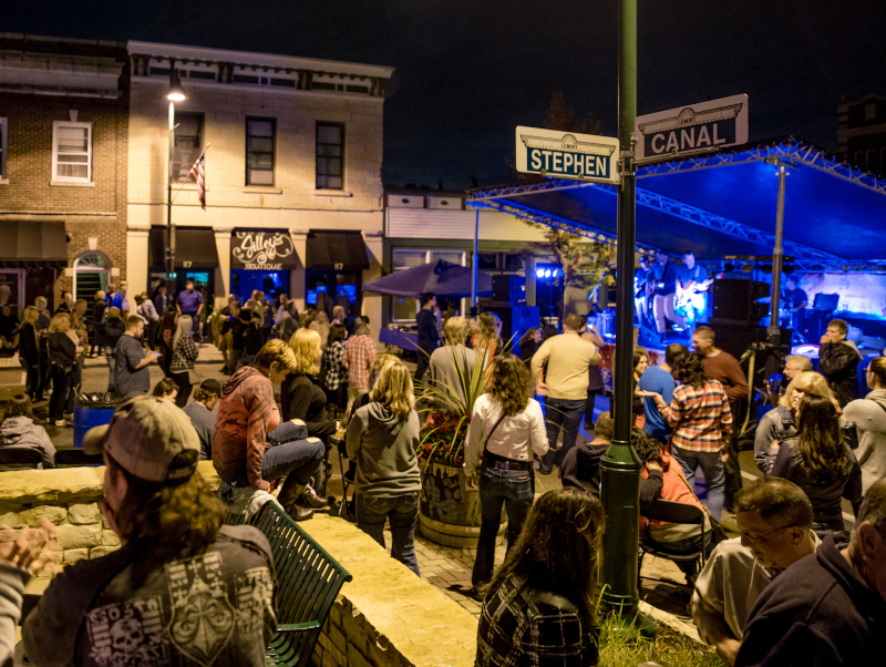 Lemont, Illinois Heritage Fest at night.