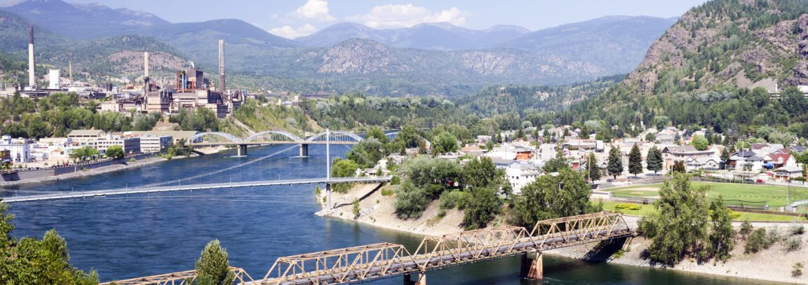 Regional District of Kootenay Boundary, British Columbia, Canada, iron and zinc smelters, river.