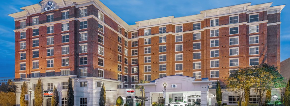 Hospitality America Exterior view of the Hilton Columbia Center in Columbia South Carolina.