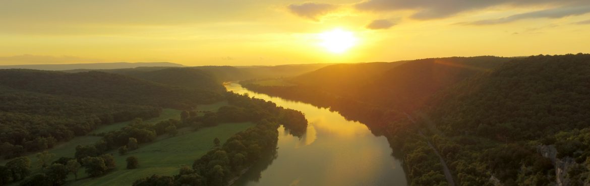 White River sunset view in Independence County, Arkansas