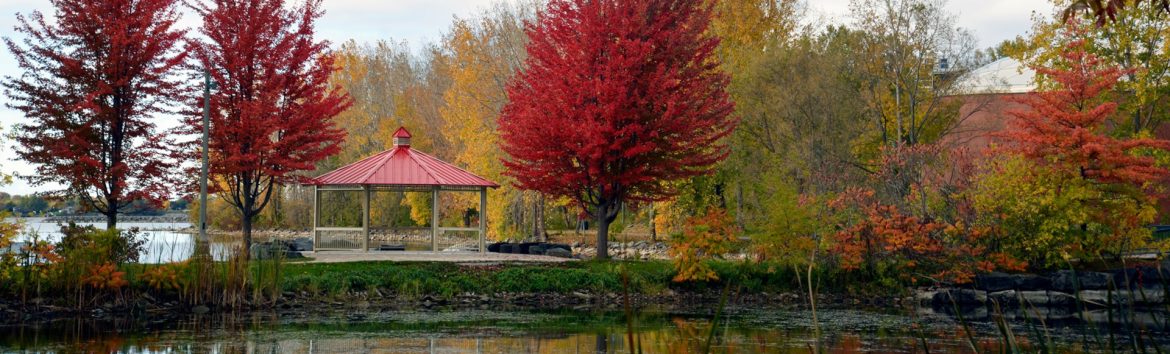 Belleville, Ontario park during the fall with a gazebo