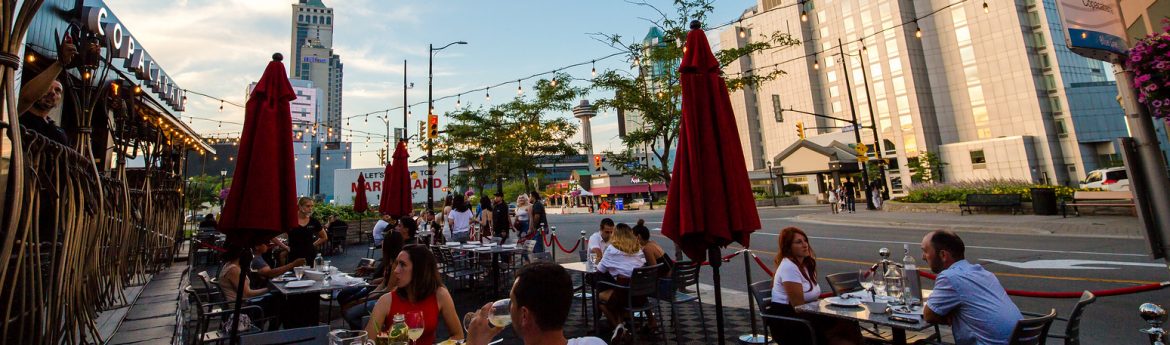 Niagara Falls, Ontario Copacabana Outdoor Patio street view.