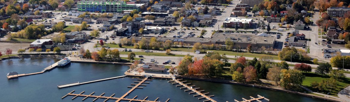 Orillia Ontario Aerial Waterfront view.