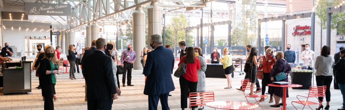 New Orleans Ernest N. Morial Convention Center event with people social distancing