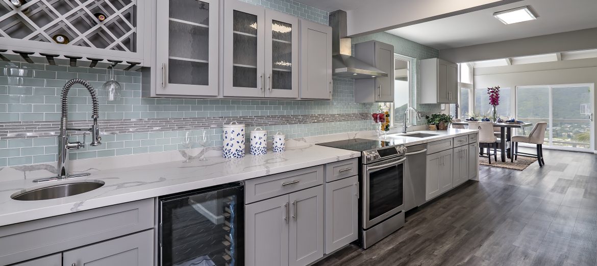 Golden Cabinets and Stone