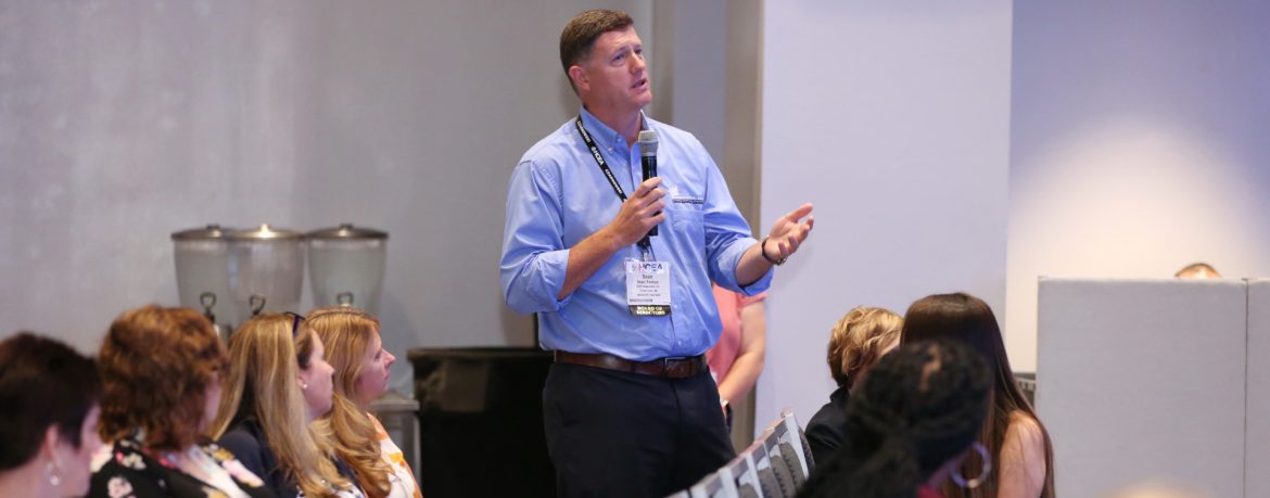 Healthcare Convention & Exhibitors Association (HCEA) Sean Feehan speaking at an event